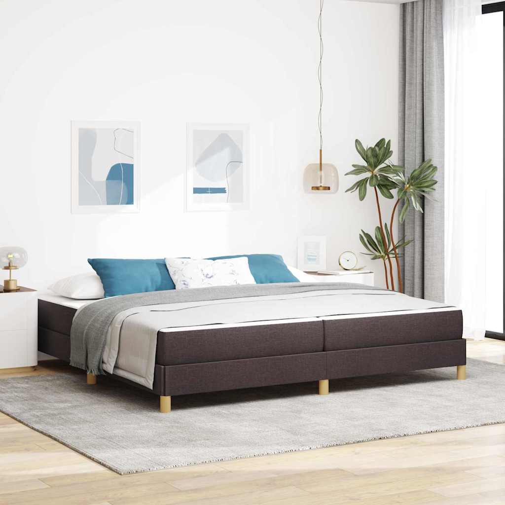 Letto a molle con materasso Marrone Scuro 200 x 200 cm Tessuto | homemem39