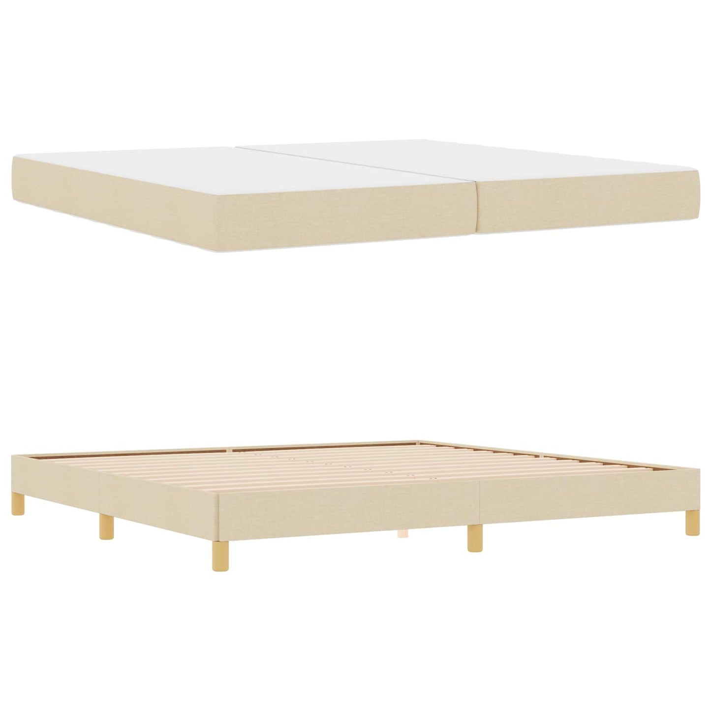 Letto a molle con materasso Crema 200 x 200 cm Tessuto | homemem39