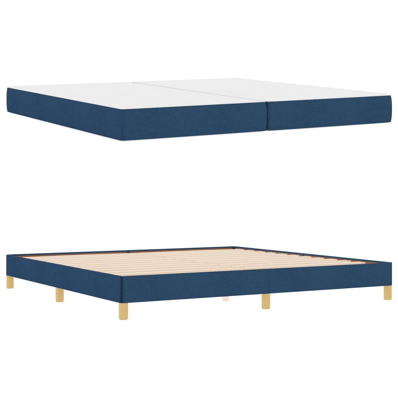 Letto a molle con materasso Blu 200 x 200 cm Tessuto | homemem39