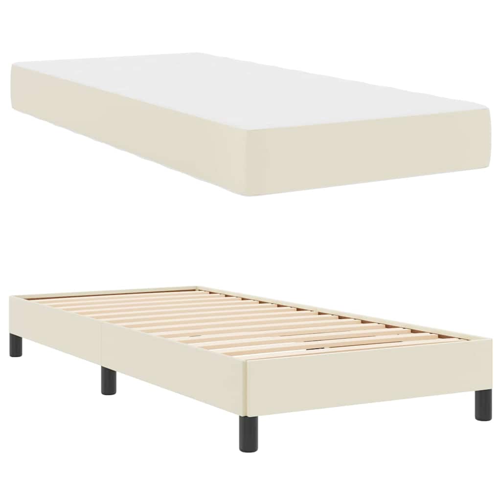 Struttura del letto con materasso Crema 80 x 200 cm Tessuto | homemem39