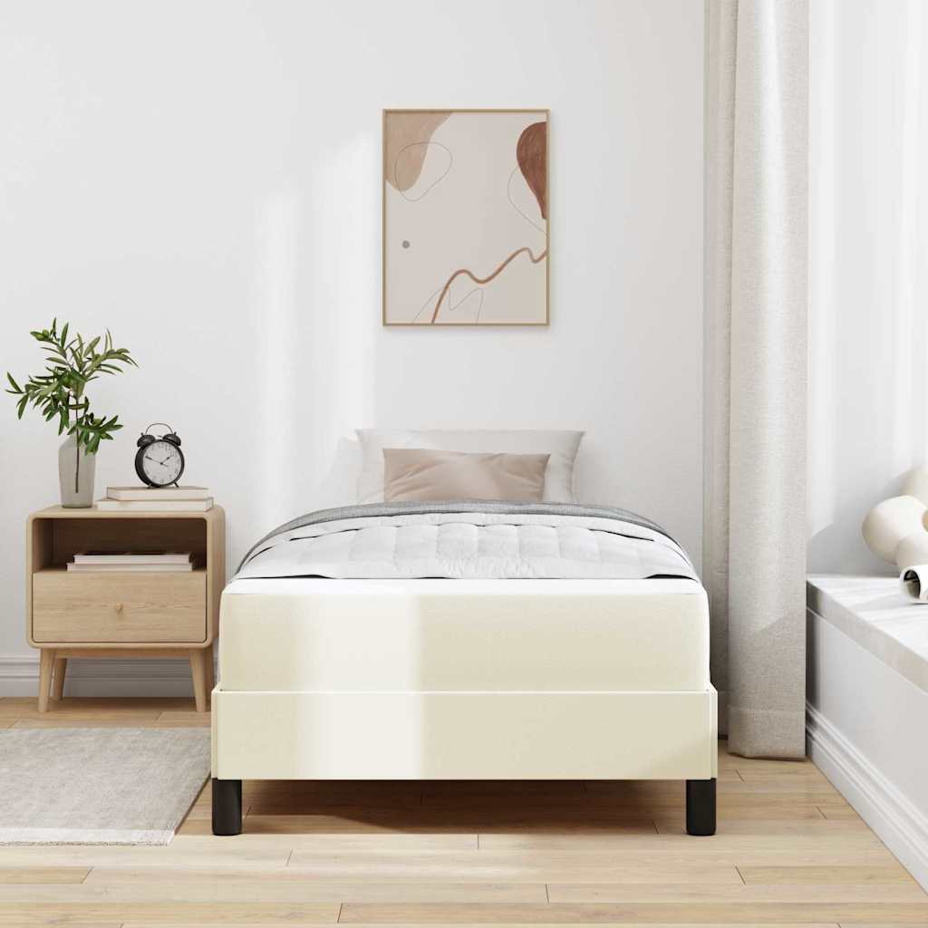 Struttura del letto con materasso Crema 90 x 190 cm Tessuto | homemem39