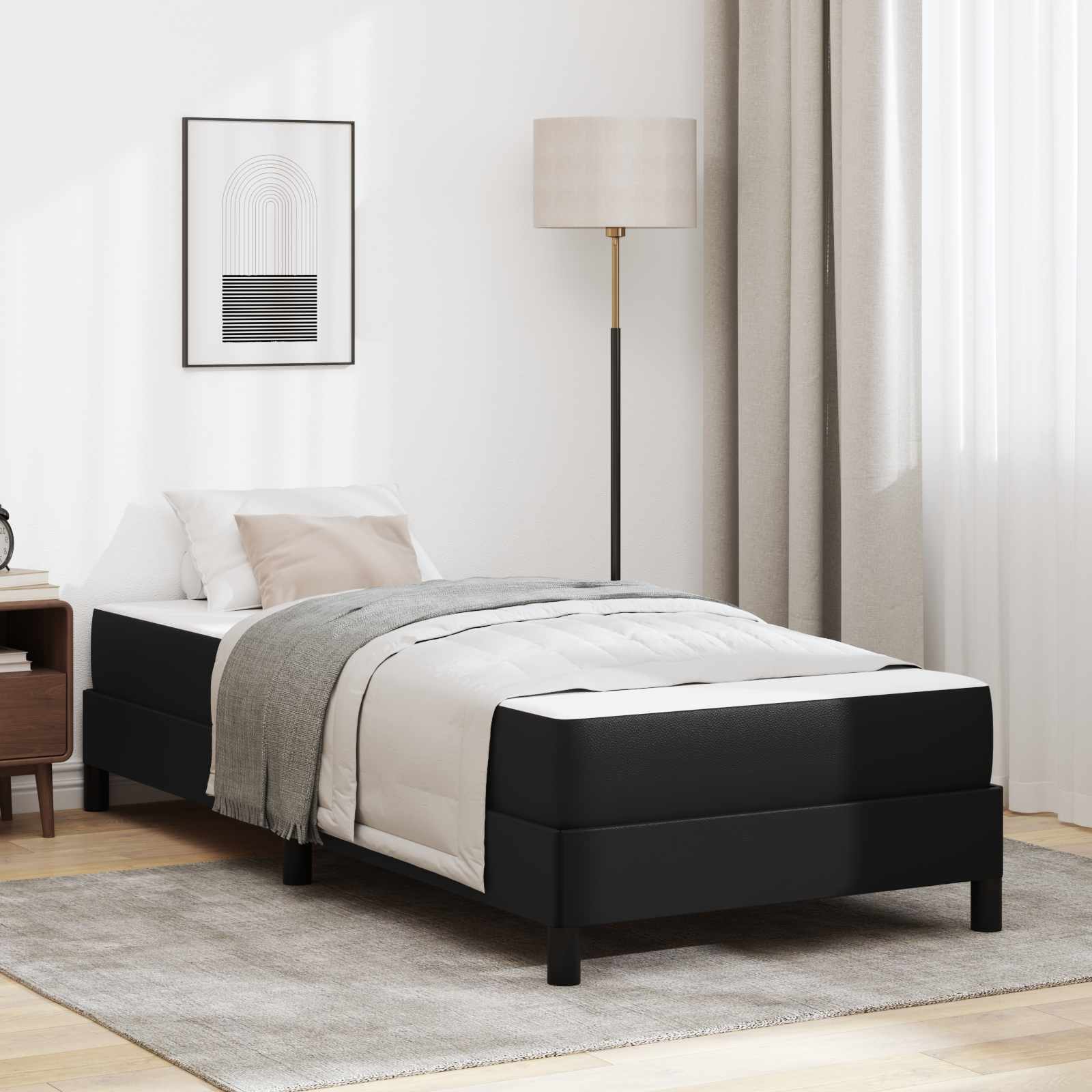 Struttura del letto con materasso Nero 90 x 200 cm Tessuto | homemem39
