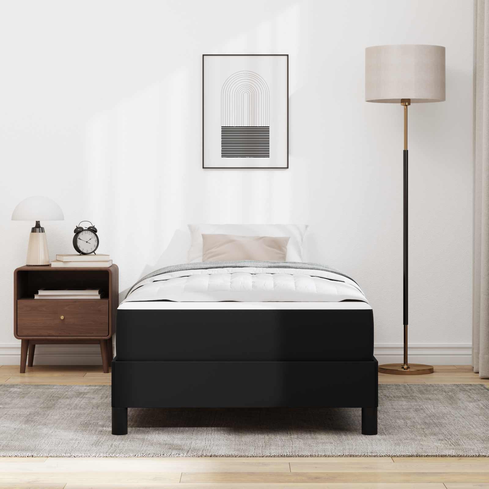 Struttura del letto con materasso Nero 90 x 200 cm Tessuto | homemem39
