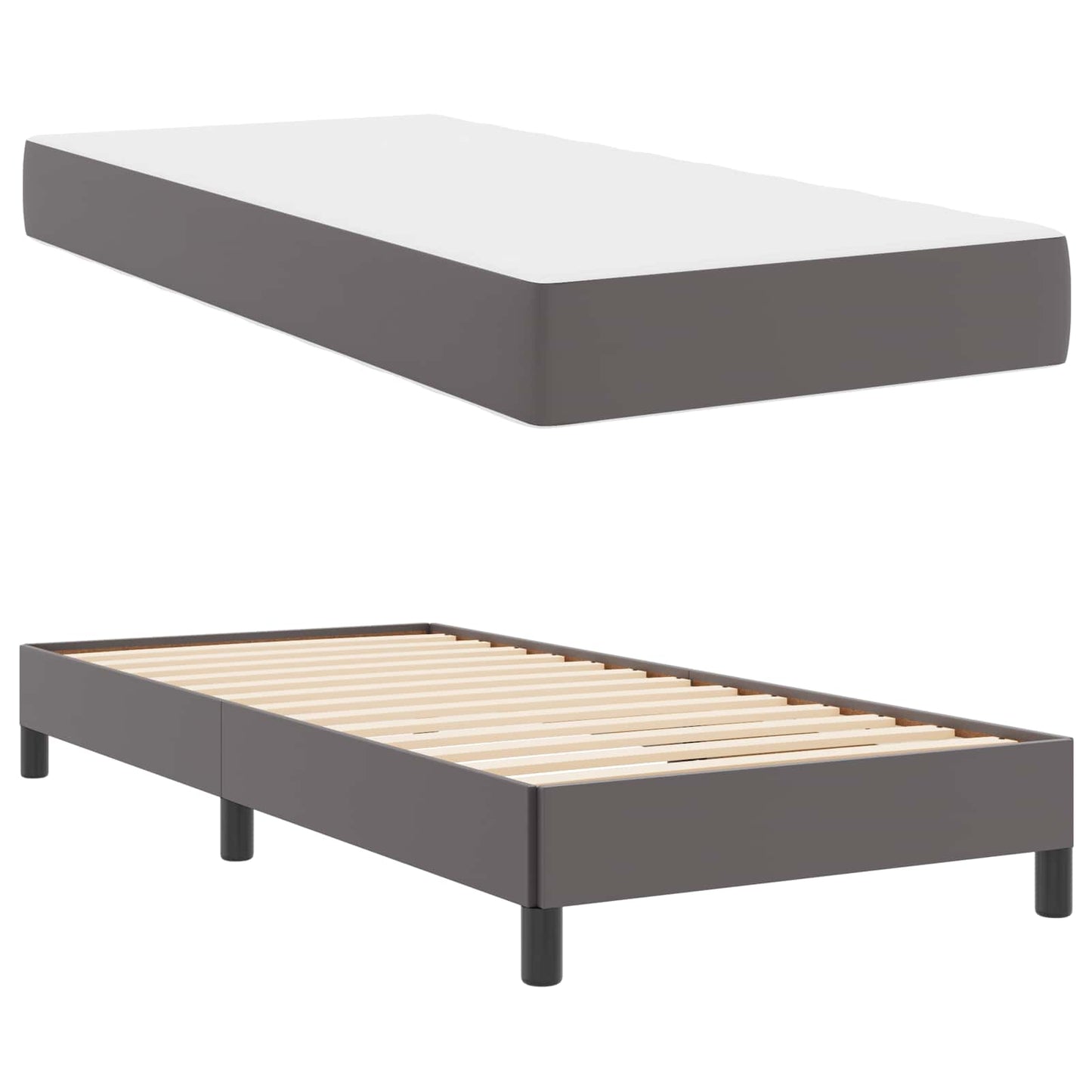 Struttura del letto con materasso Grigio 90 x 200 cm Tessuto | homemem39