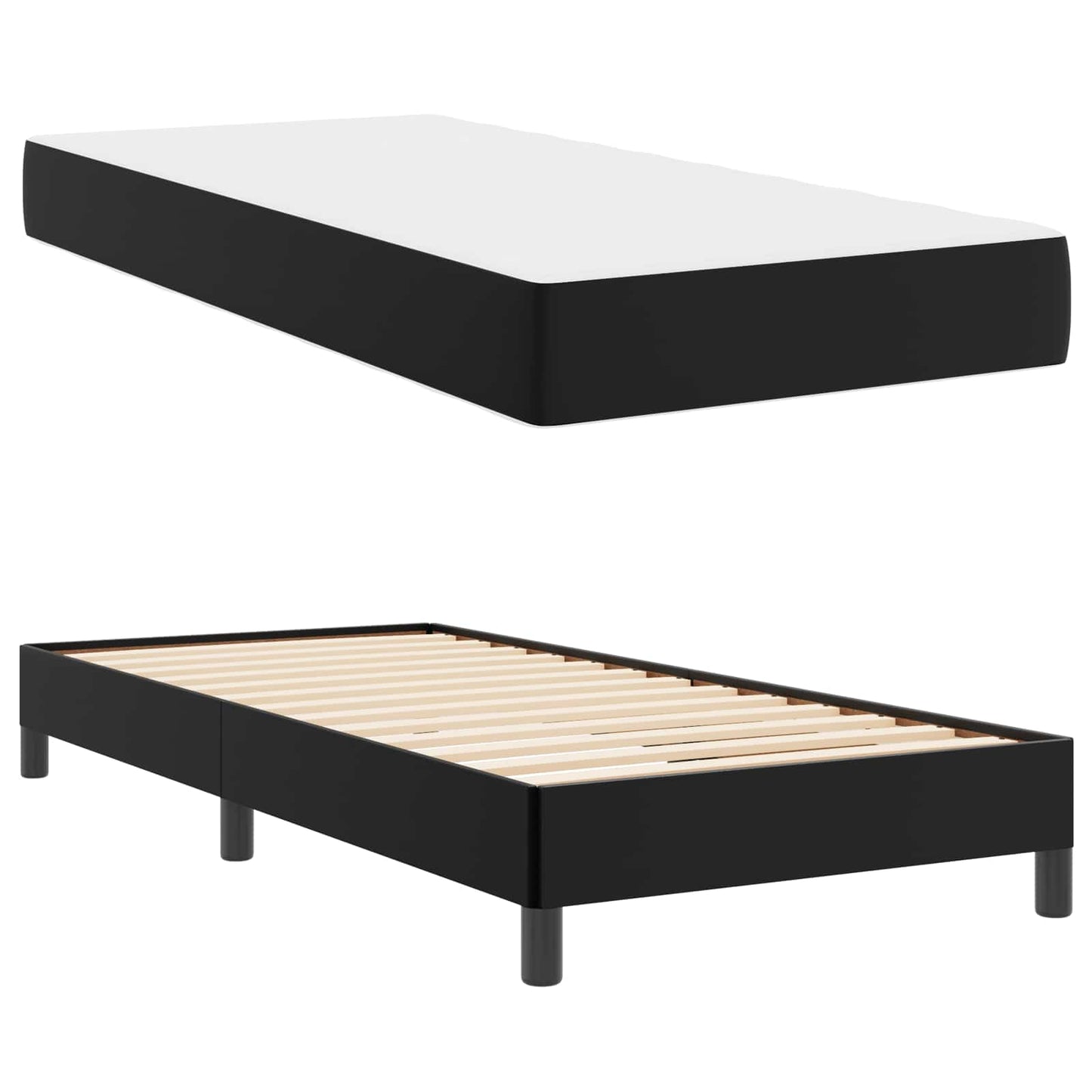 Struttura del letto con materasso Nero 100 x 200 cm Tessuto | homemem39