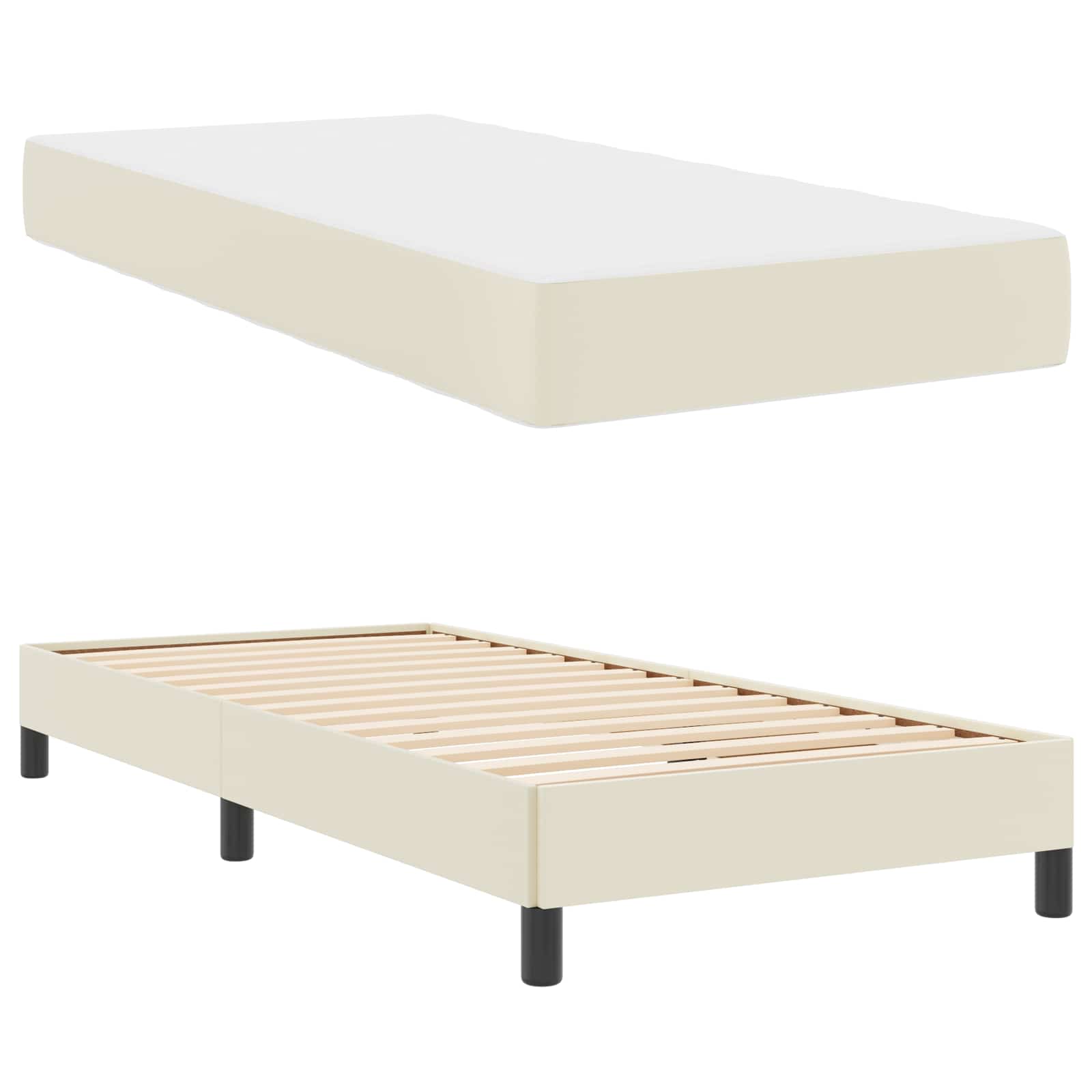 Struttura del letto con materasso Crema 100 x 200 cm Tessuto | homemem39