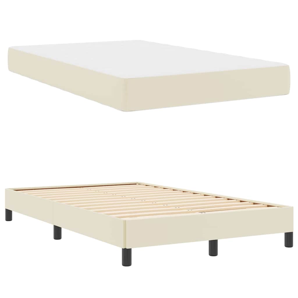 Struttura del letto con materasso Crema 120 x 200 cm Tessuto | homemem39