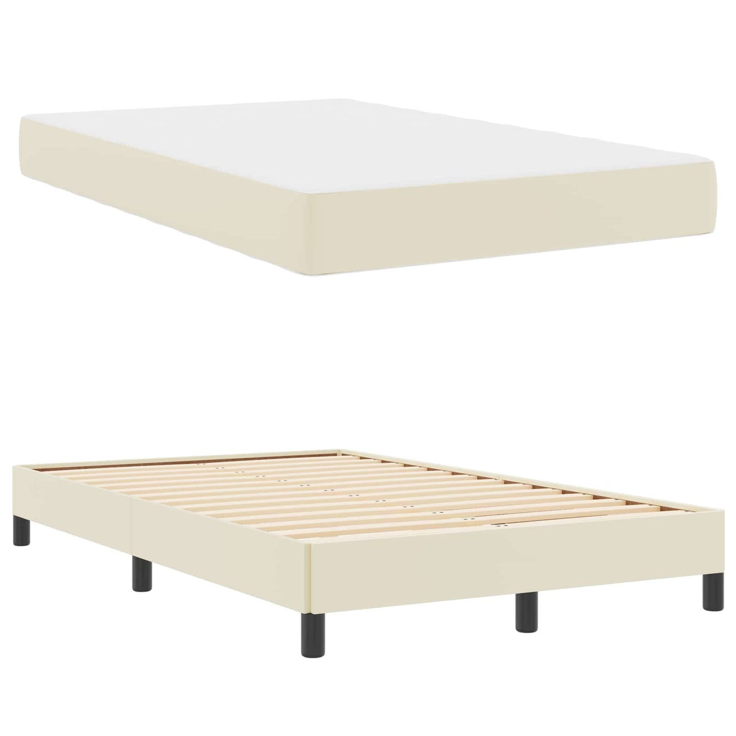 Struttura del letto con materasso Crema 120 x 200 cm Tessuto | homemem39