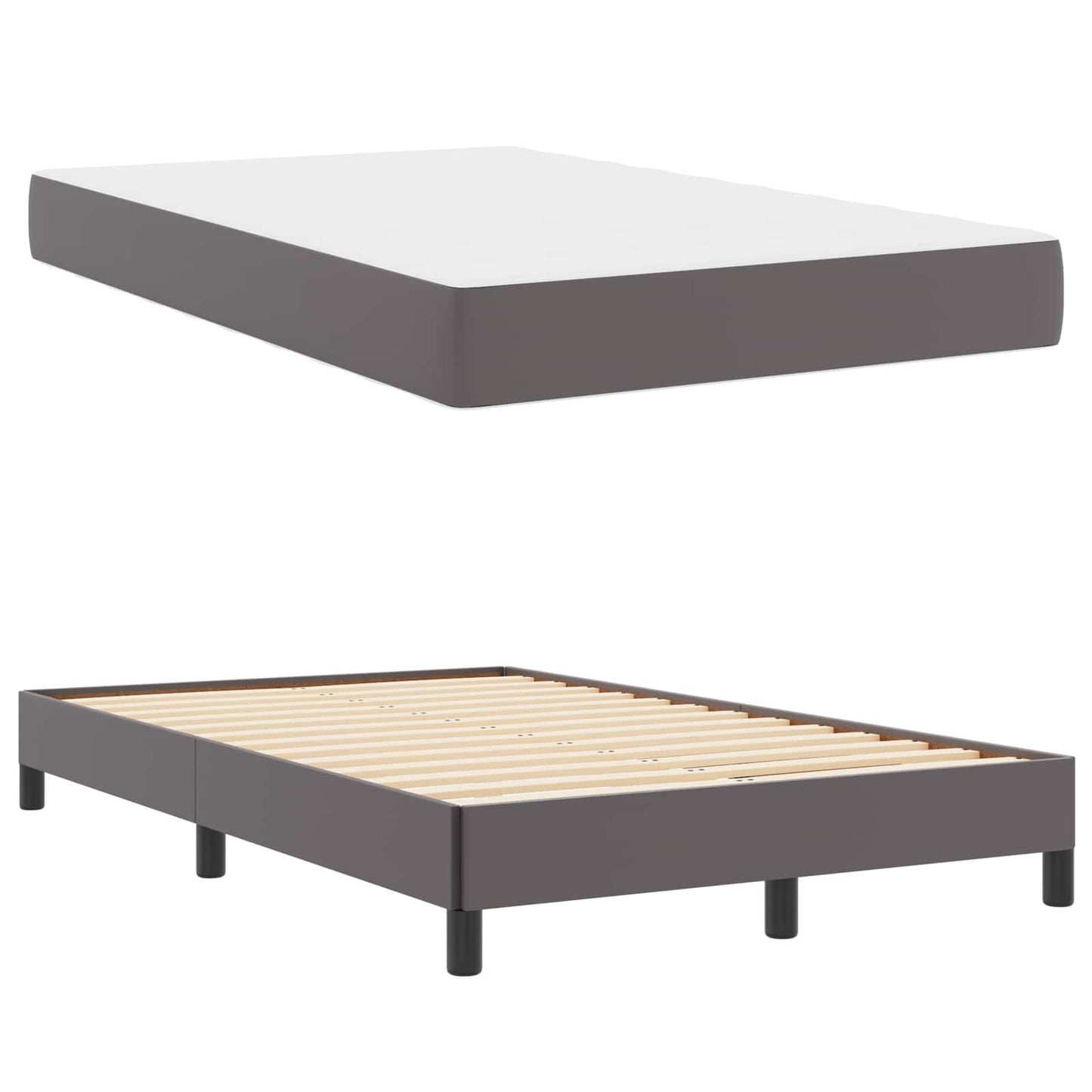 Struttura del letto con materasso Grigio 120 x 200 cm Tessuto | homemem39