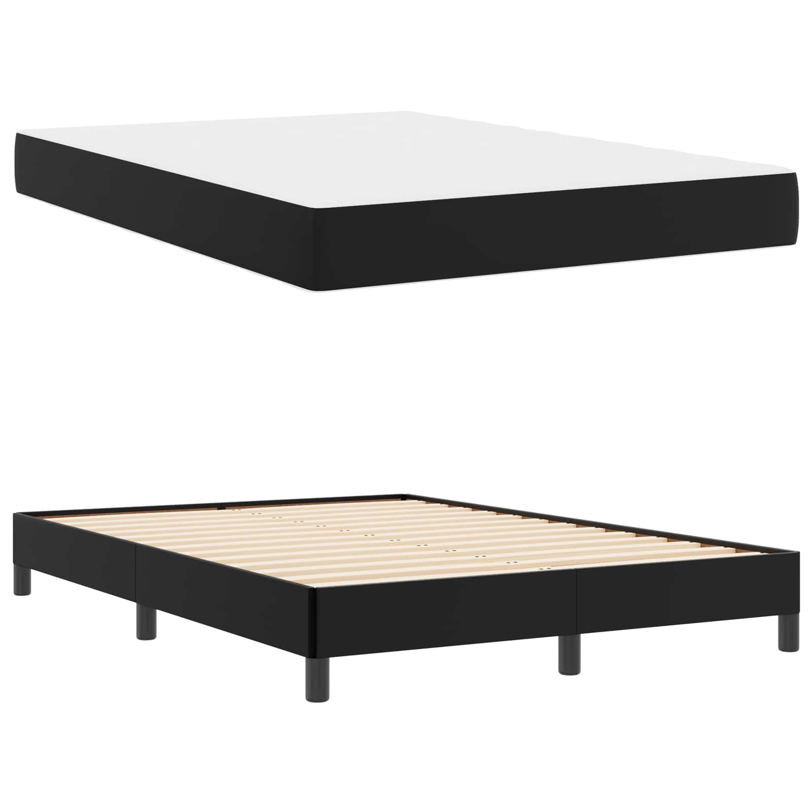 Struttura del letto con materasso Nero 140 x 190 cm Tessuto | homemem39