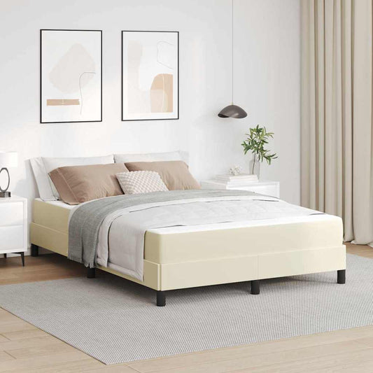 Struttura del letto con materasso Crema 140 x 190 cm Tessuto | homemem39