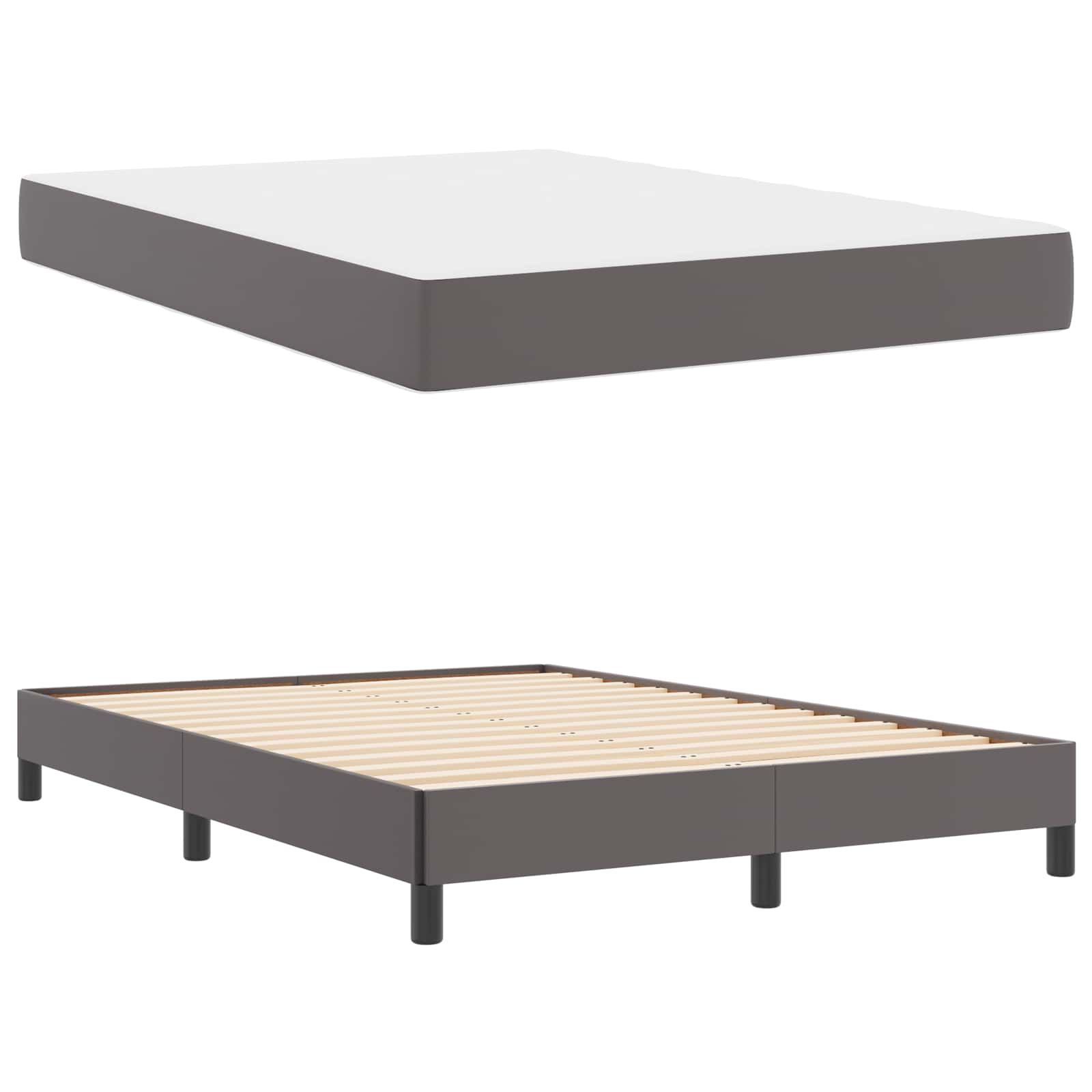 Struttura del letto con materasso Grigio 140 x 190 cm Tessuto | homemem39