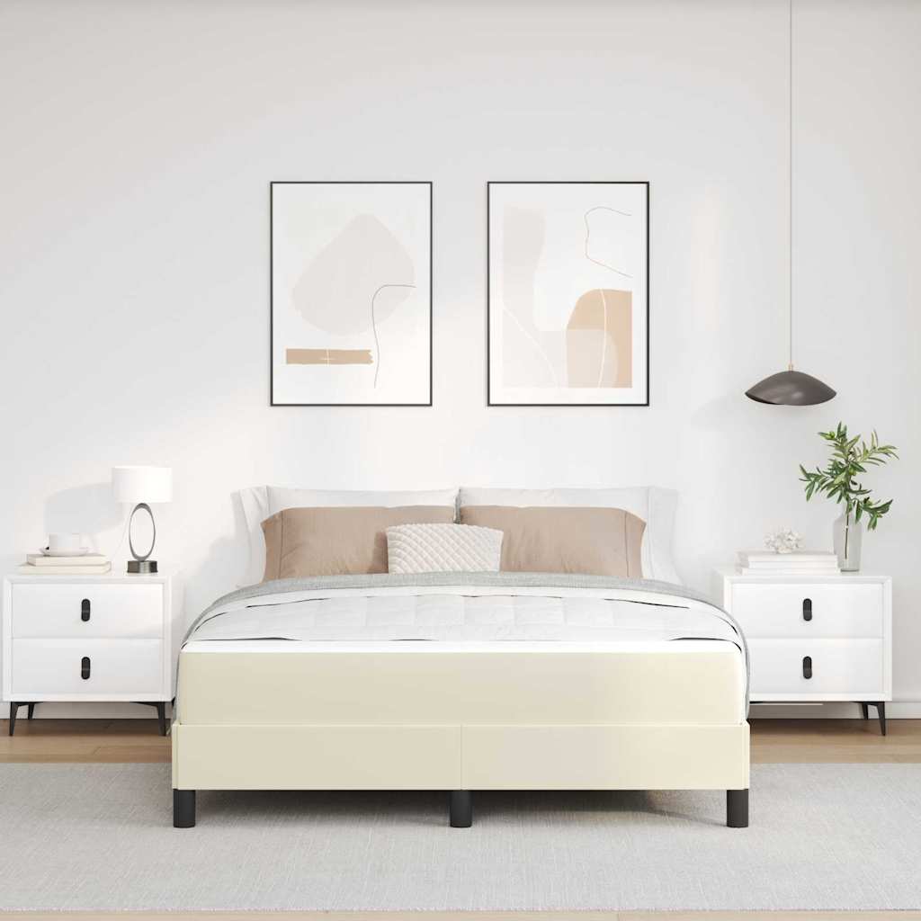 Struttura del letto con materasso Crema 140 x 200 cm Tessuto | homemem39