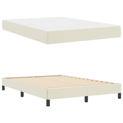 Struttura del letto con materasso Crema 140 x 200 cm Tessuto | homemem39