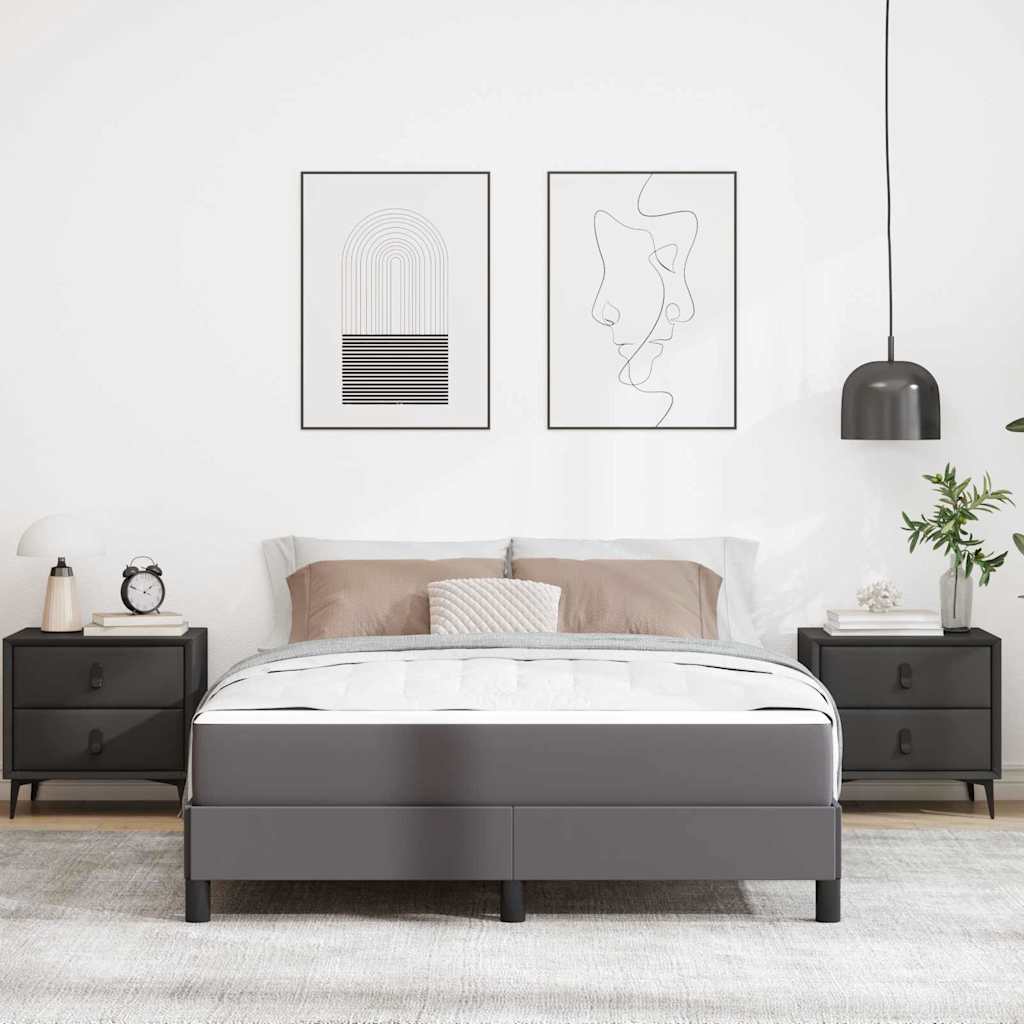 Struttura del letto con materasso Grigio 140 x 200 cm Tessuto | homemem39