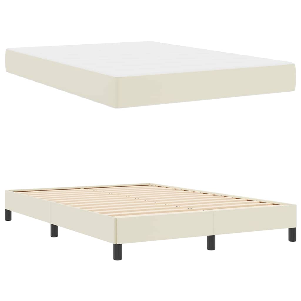 Struttura del letto con materasso Crema 160 x 200 cm Tessuto | homemem39