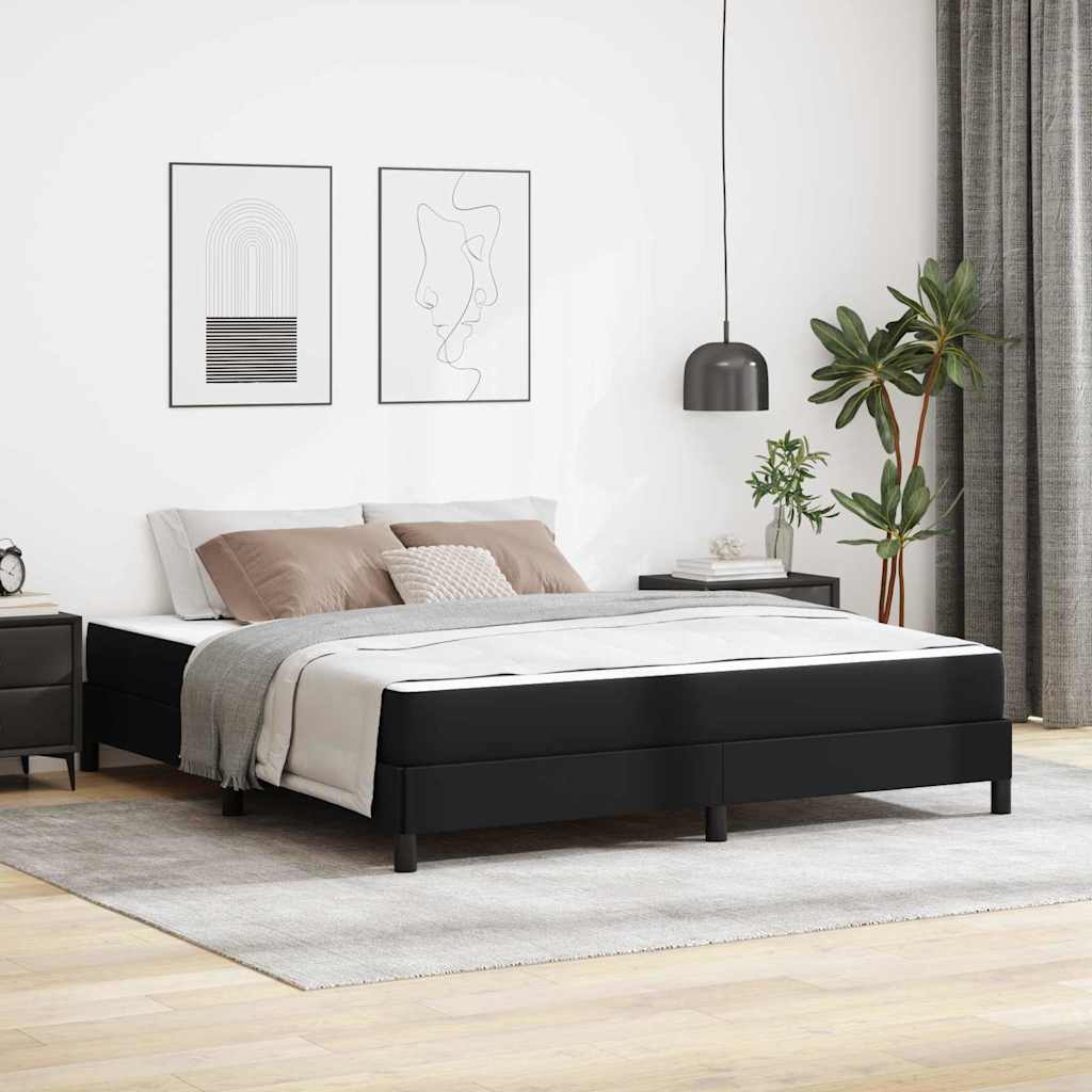 Struttura del letto con materasso Nero 180 x 200 cm Tessuto | homemem39