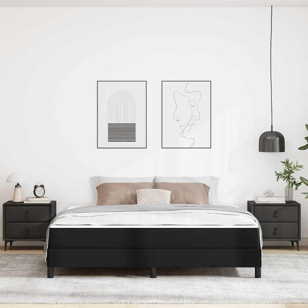 Struttura del letto con materasso Nero 180 x 200 cm Tessuto | homemem39