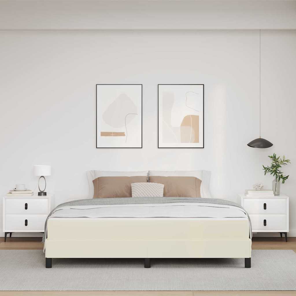 Struttura del letto con materasso Crema 180 x 200 cm Tessuto | homemem39