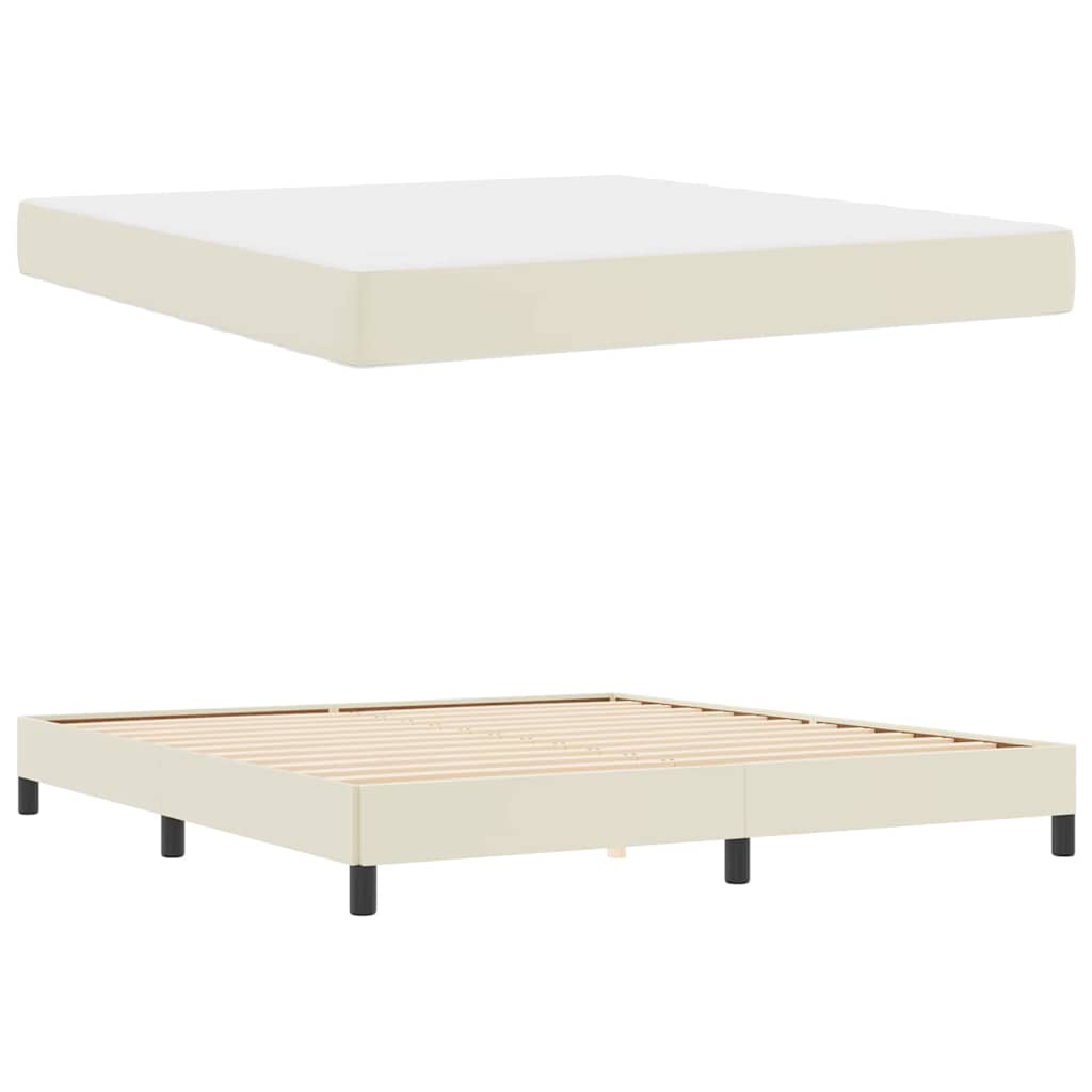 Struttura del letto con materasso Crema 180 x 200 cm Tessuto | homemem39
