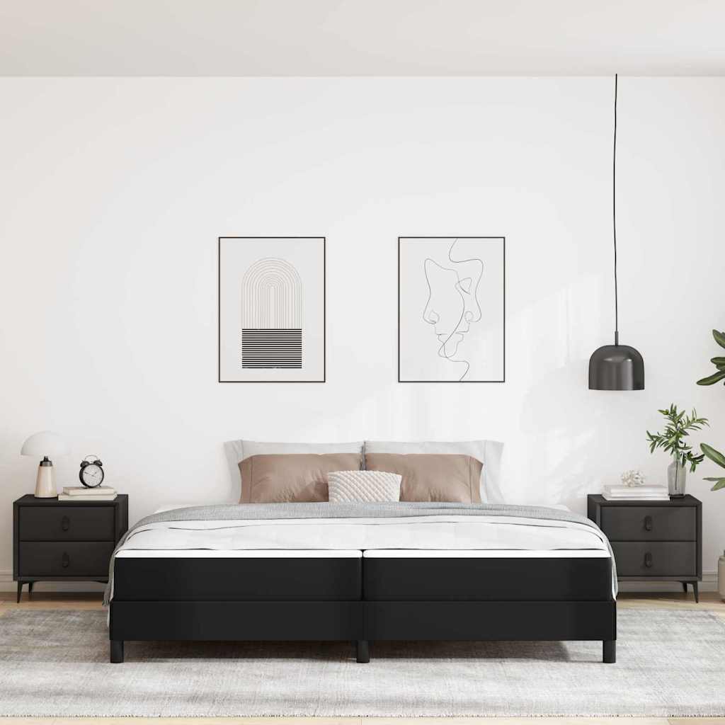 Struttura del letto con materasso Nero 200 x 200 cm Tessuto | homemem39