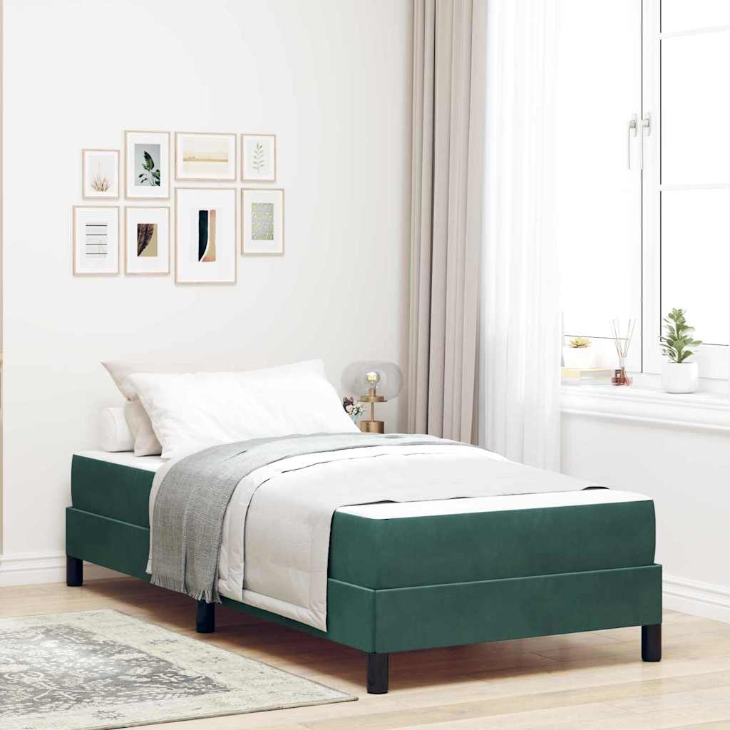Letto a molle con materasso Verde Scuro 80 x 200 cm Tessuto