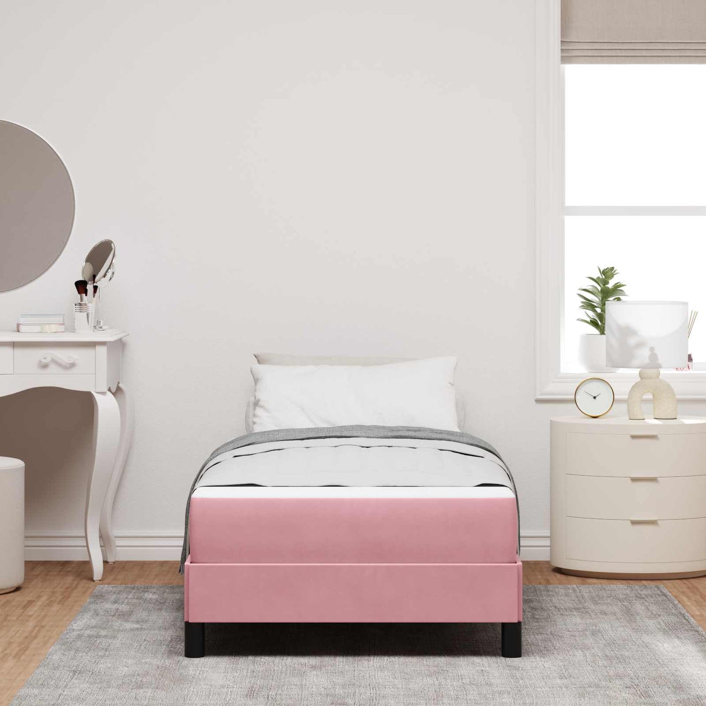 Letto a molle con materasso Rosa 80 x 200 cm Tessuto | homemem39