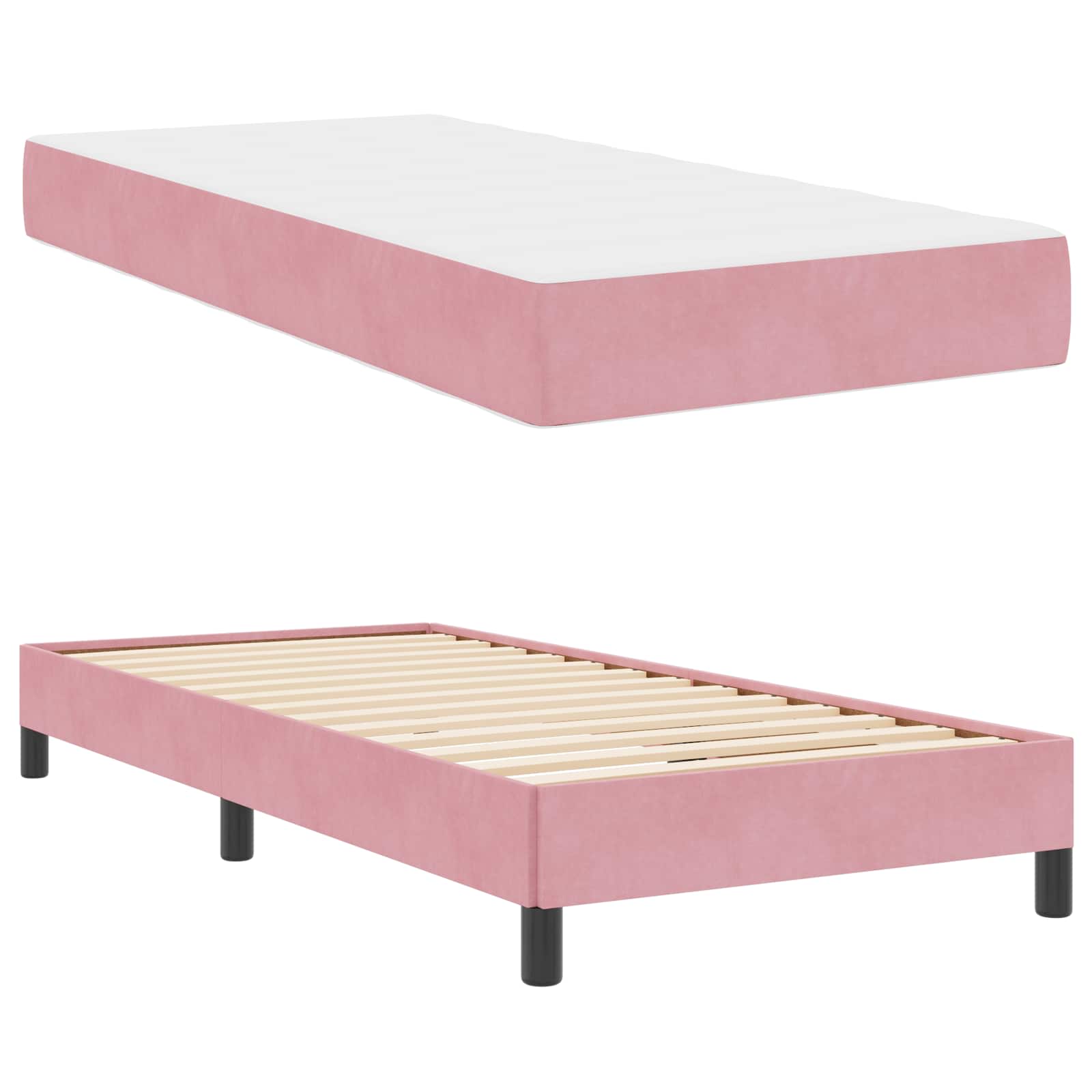 Letto a molle con materasso Rosa 80 x 200 cm Tessuto | homemem39