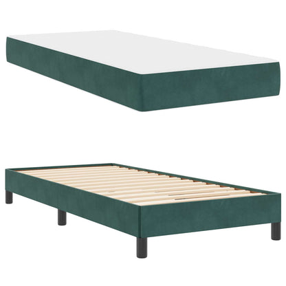 Letto a molle con materasso Verde Scuro 90 x 200 cm Tessuto
