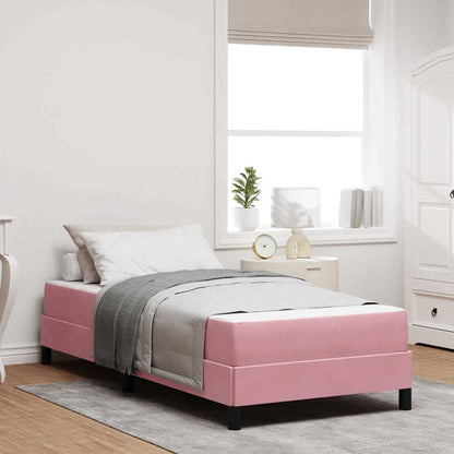 Letto a molle con materasso Rosa 90 x 200 cm Tessuto