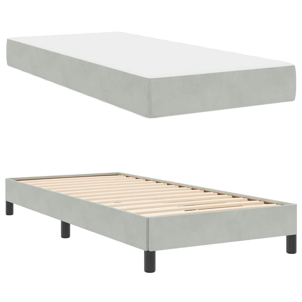 Letto a molle con materasso Grigio chiaro 100 x 200 cm Tessuto | homemem39