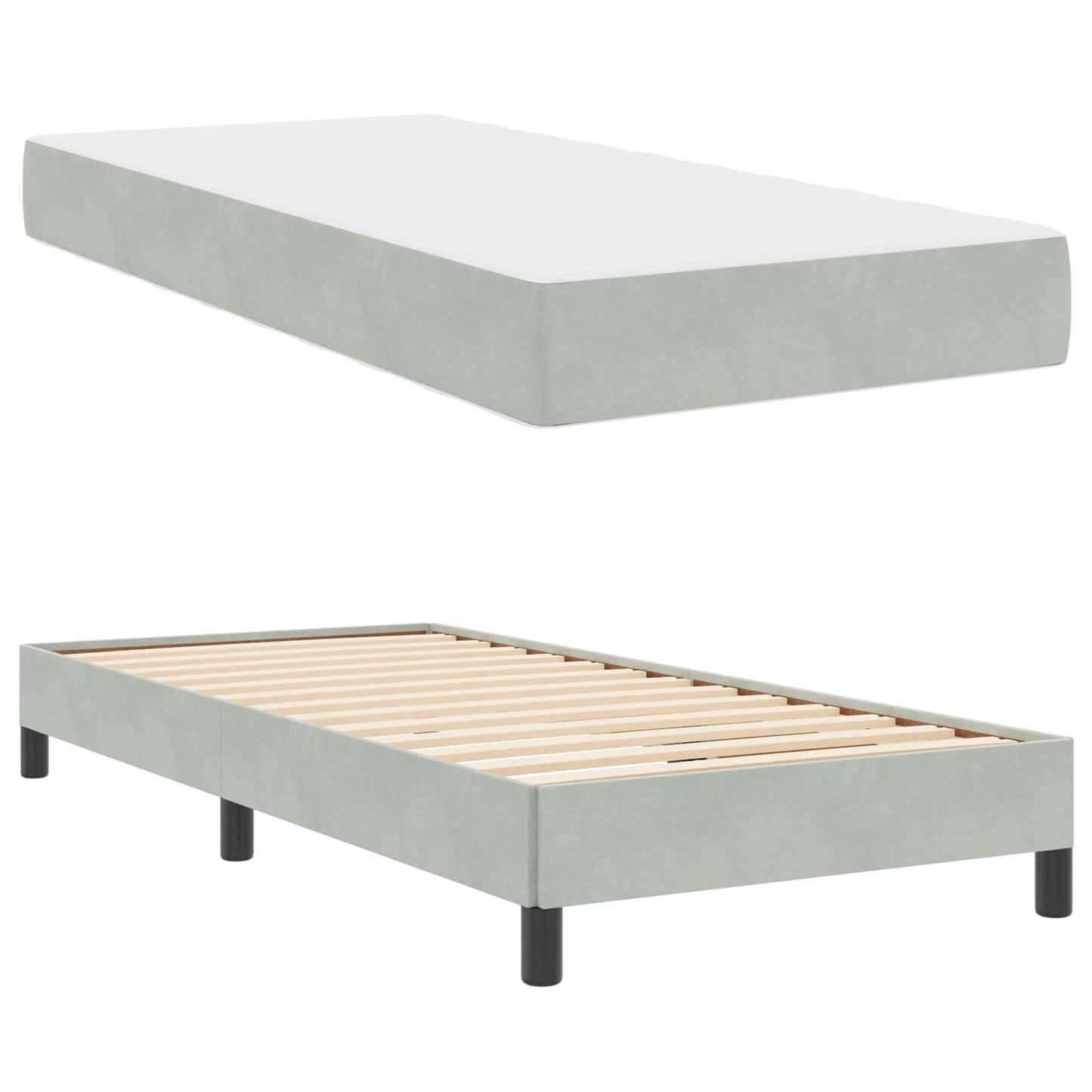 Letto a molle con materasso Grigio chiaro 100 x 200 cm Tessuto | homemem39