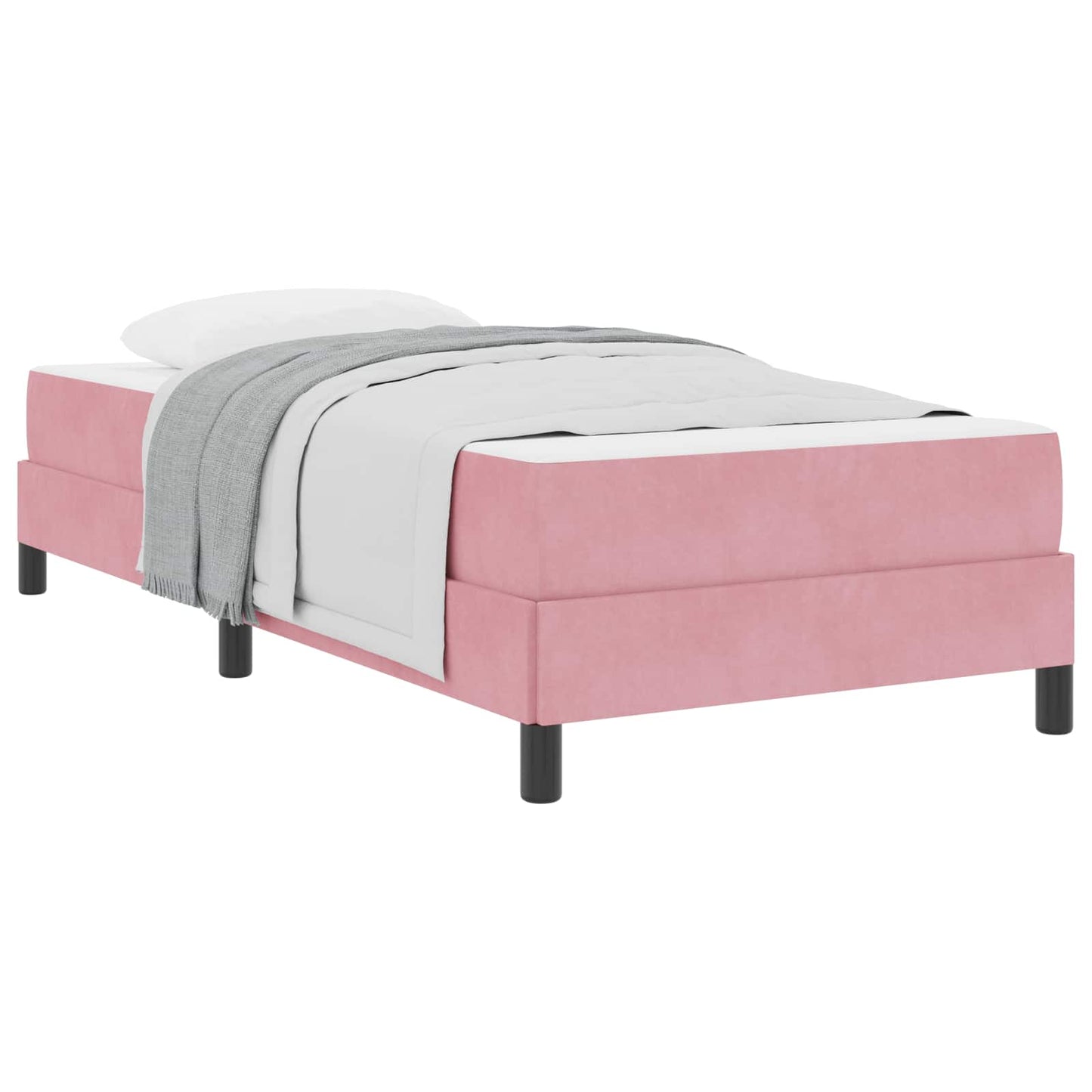 Letto a molle con materasso Rosa 100 x 200 cm Tessuto