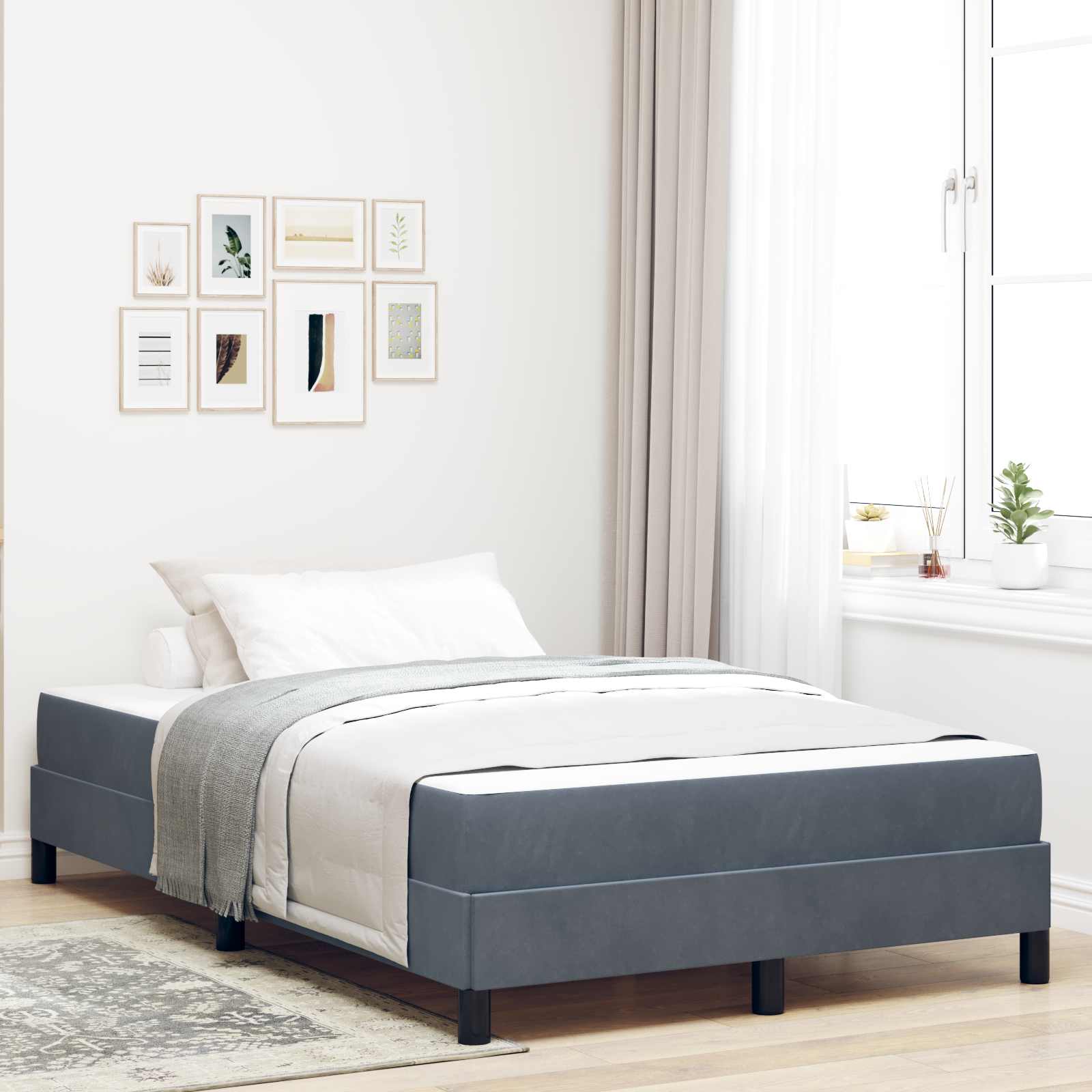 Letto a molle con materasso Grigio scuro 120 x 190 cm Tessuto | homemem39