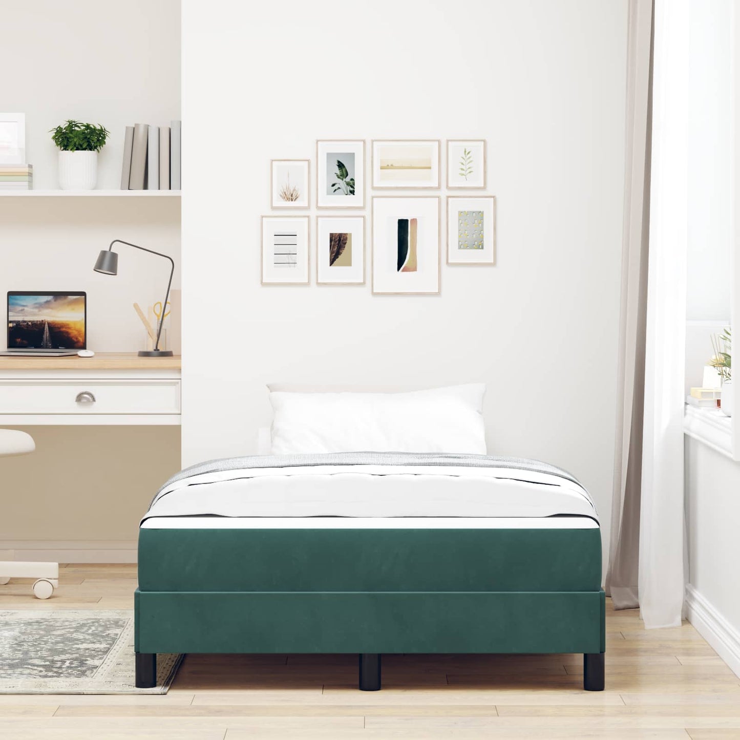 Letto a molle con materasso Verde Scuro 120 x 190 cm Tessuto