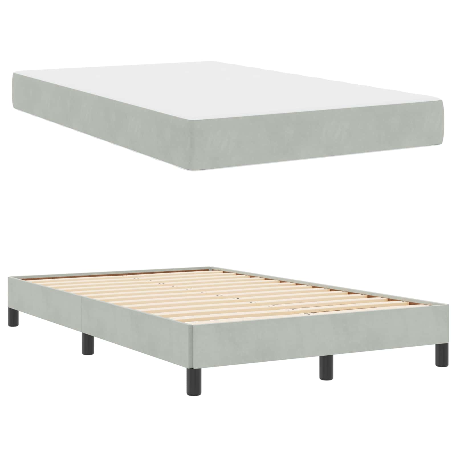 Letto a molle con materasso Grigio chiaro 120 x 200 cm Tessuto | homemem39