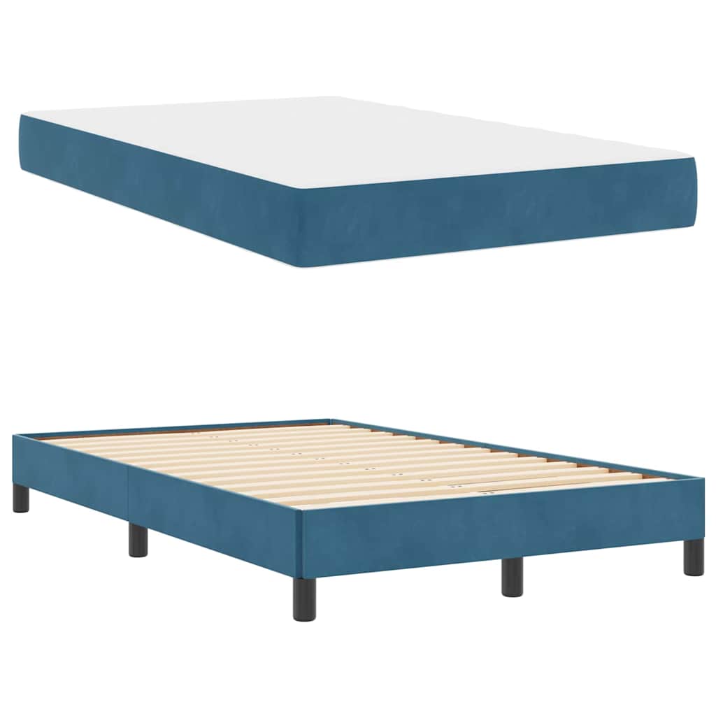 Letto a molle con materasso Blu Scuro 120 x 200 cm Tessuto | homemem39