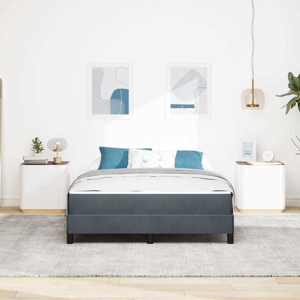 Letto a molle con materasso Grigio scuro 140 x 190 cm Tessuto