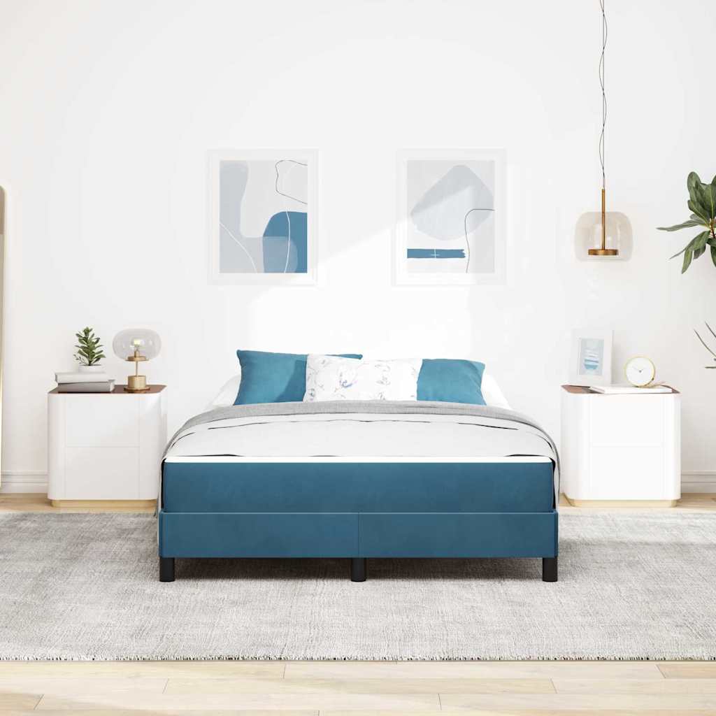 Letto a molle con materasso Blu Scuro 140 x 190 cm Tessuto