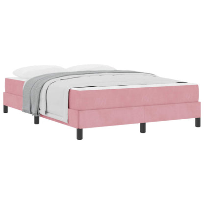 Letto a molle con materasso Rosa 140 x 190 cm Tessuto