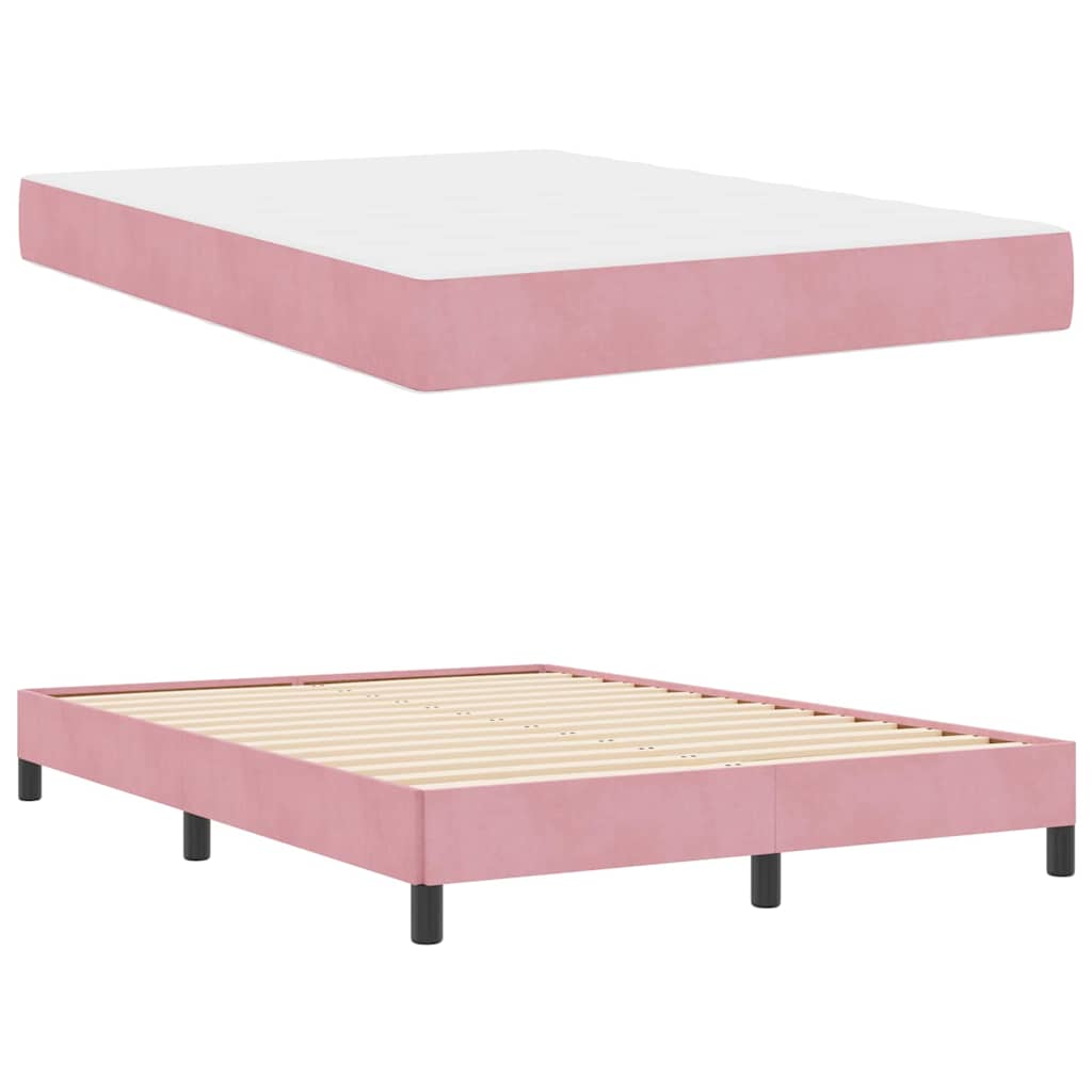 Letto a molle con materasso Rosa 140 x 200 cm Tessuto