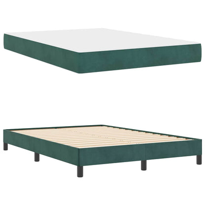 Letto a molle con materasso Verde Scuro 160 x 200 cm Tessuto