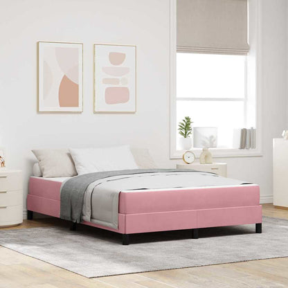 Letto a molle con materasso Rosa 160 x 200 cm Tessuto