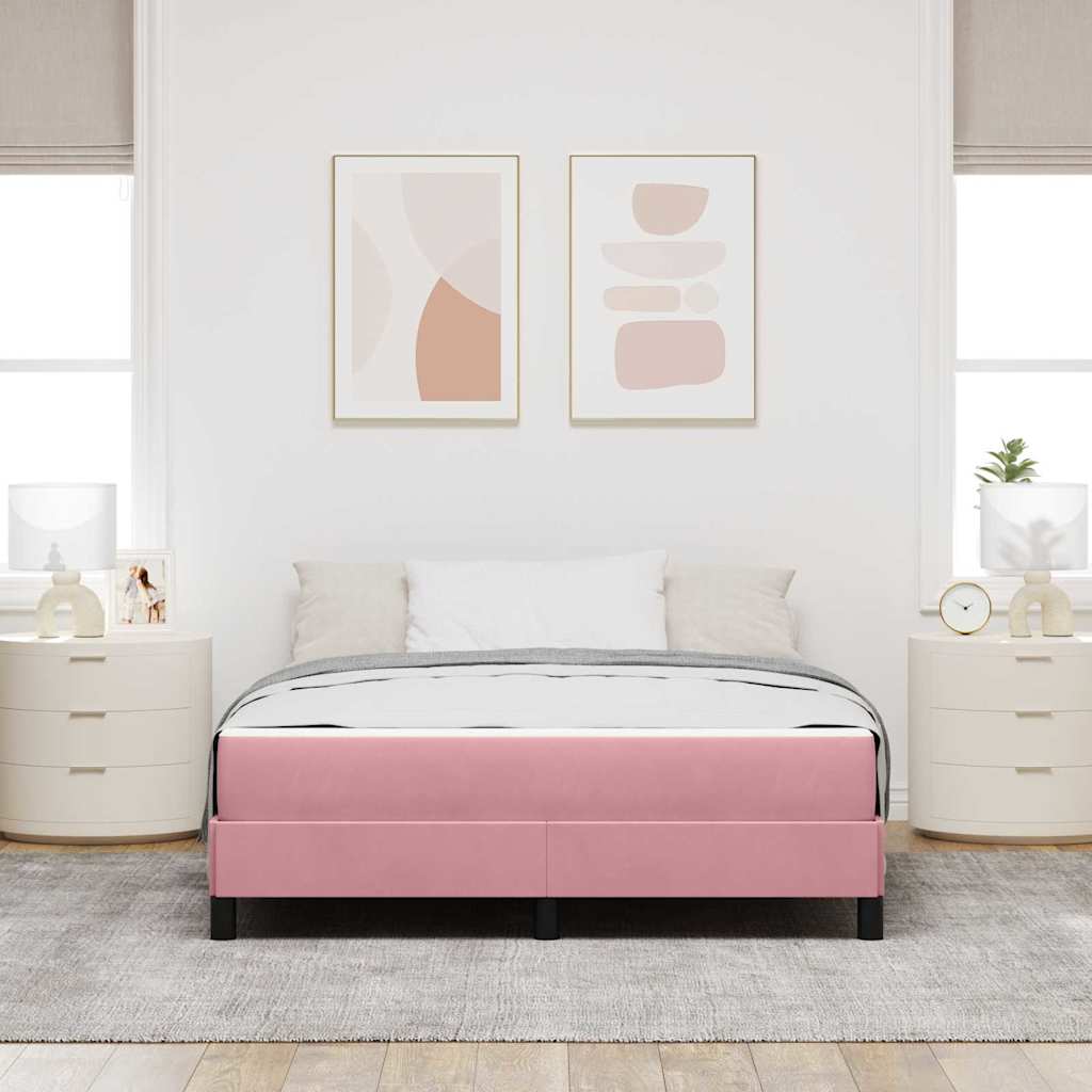 Letto a molle con materasso Rosa 160 x 200 cm Tessuto
