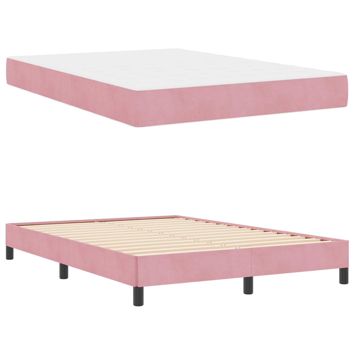 Letto a molle con materasso Rosa 160 x 200 cm Tessuto