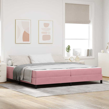 Letto a molle con materasso Rosa 200 x 200 cm Tessuto