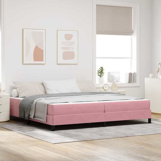 Letto a molle con materasso Rosa 200 x 200 cm Tessuto