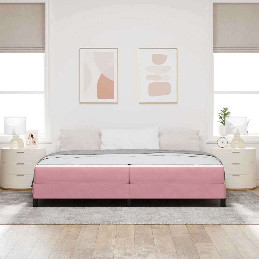 Letto a molle con materasso Rosa 200 x 200 cm Tessuto