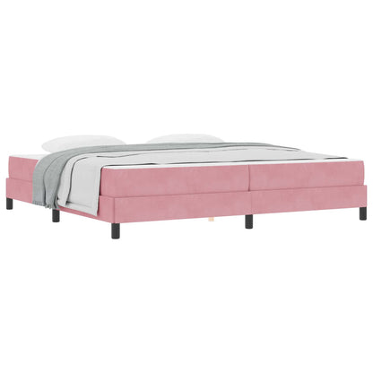 Letto a molle con materasso Rosa 200 x 200 cm Tessuto