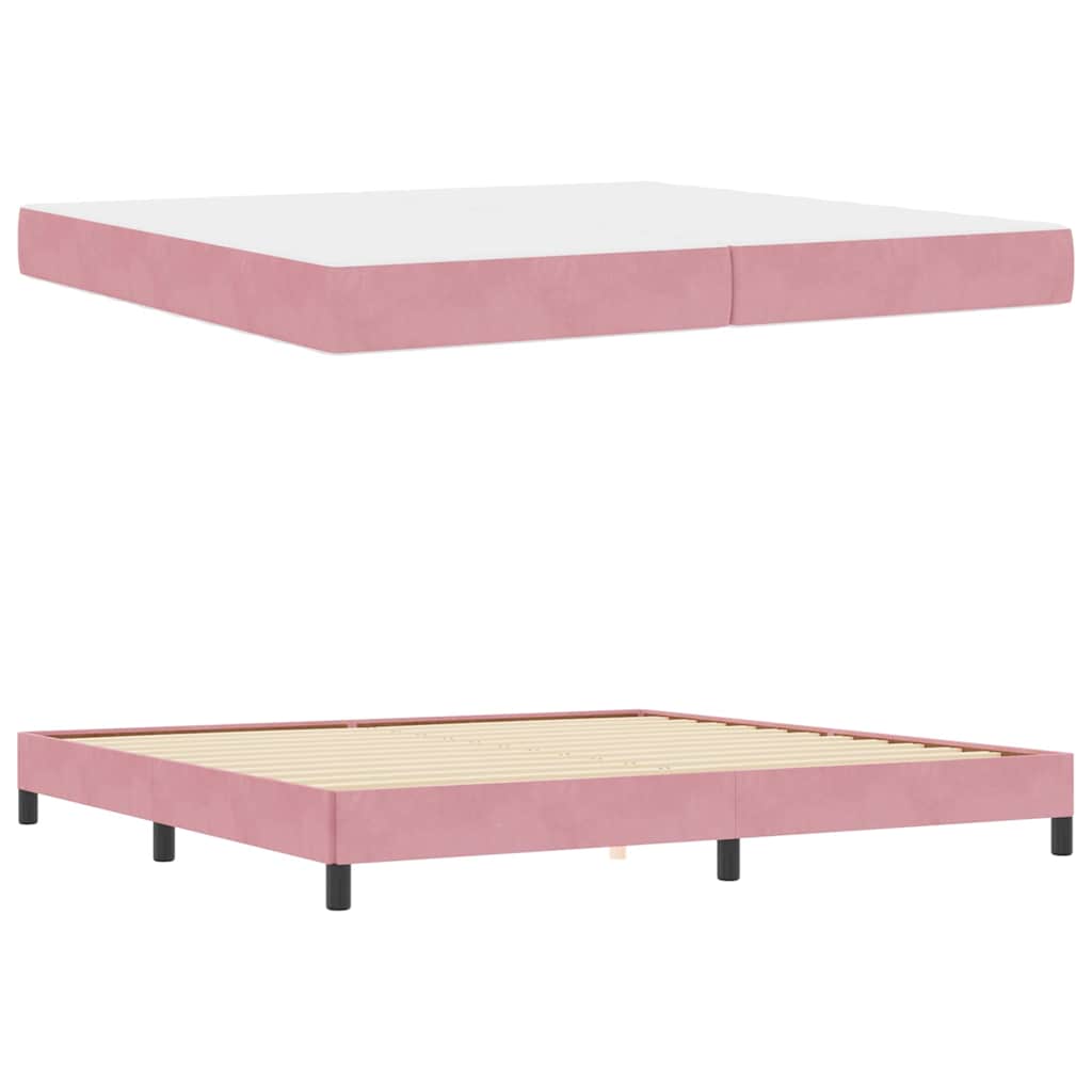 Letto a molle con materasso Rosa 200 x 200 cm Tessuto